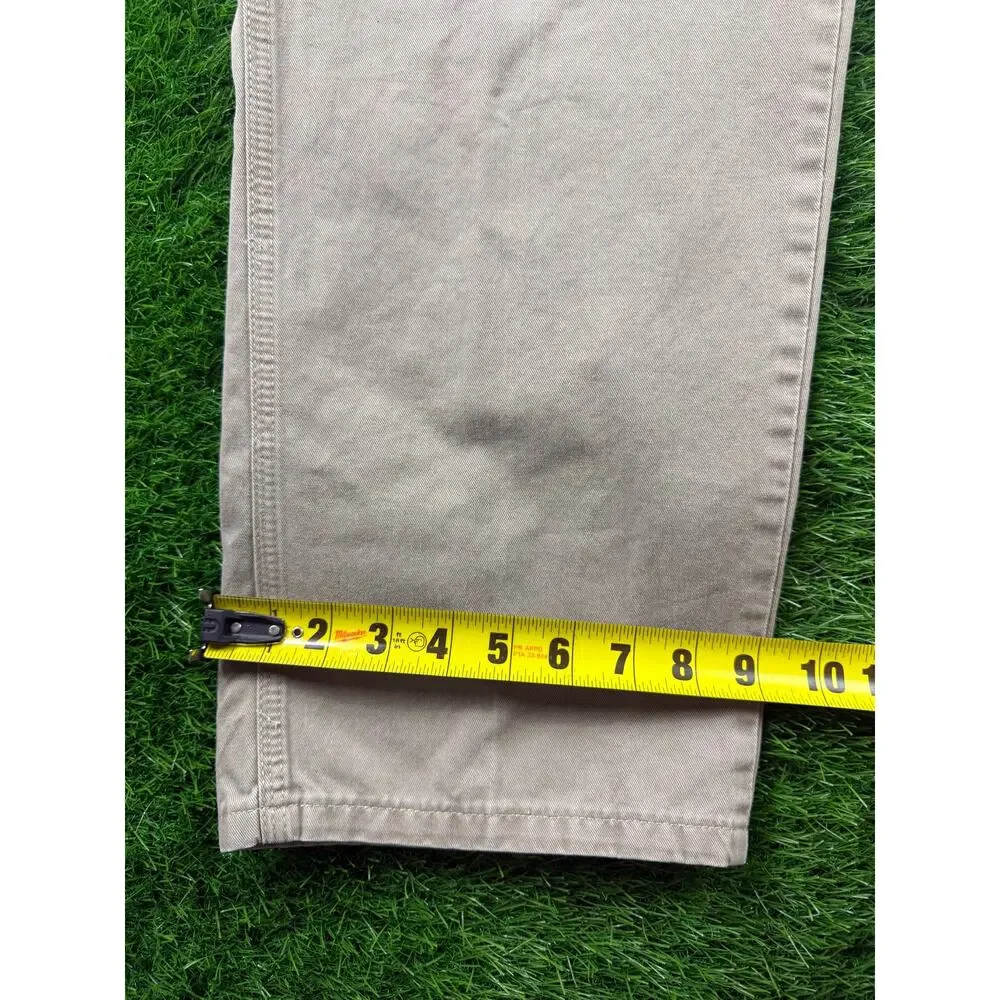 Wrangler Mens 30x32 Khaki Beige Carpenter Pants Relaxed Fit Utility Workwear Y2K - Picture 12 of 15